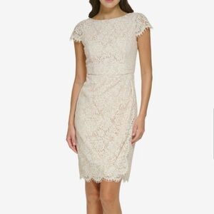 Vince Camuto Scalloped-Hem V-Back Lace Dress - Size 6